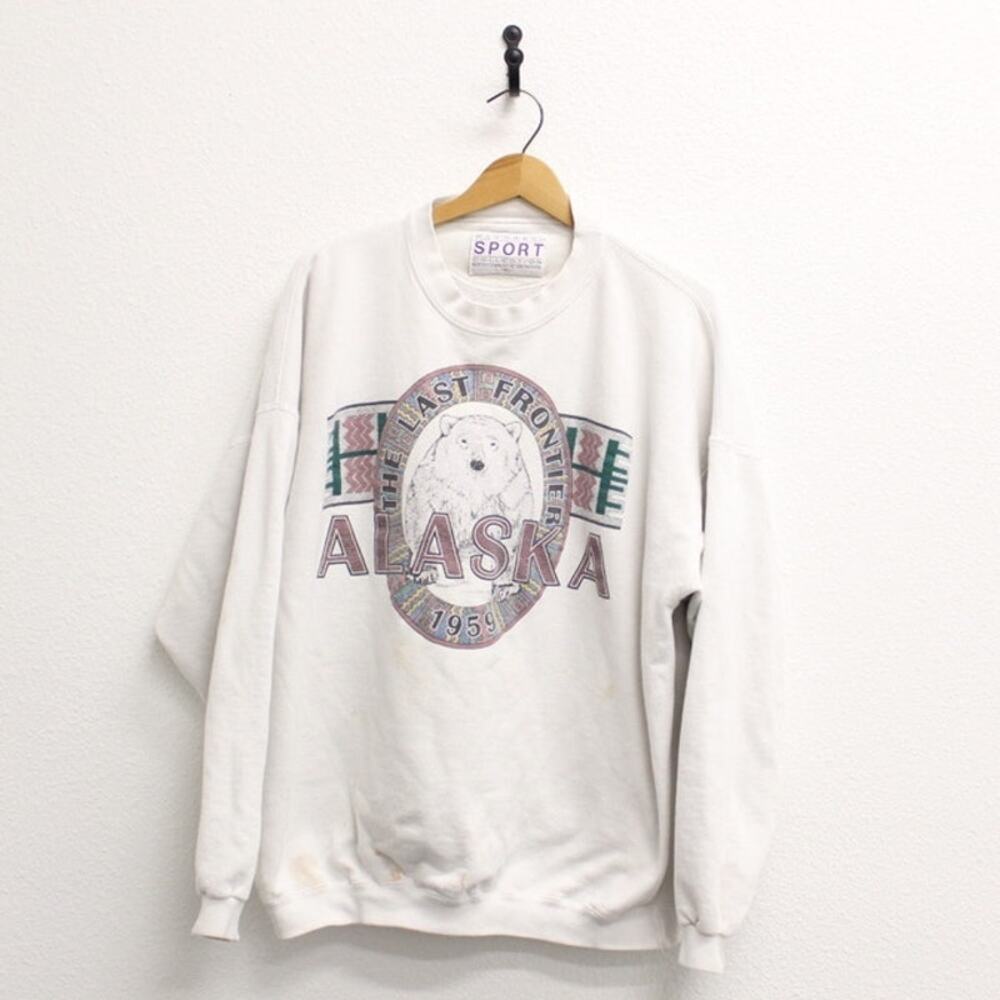 Vintage Alaska The Last Frontier Polar Bear Sweatshirt XL